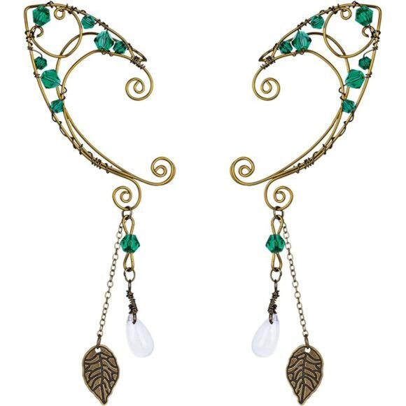 Fairy Elf Ear Cuffs Handmade Bronze Vintage Drop Dangle Wrap Costume Jewelry - Picture 1 of 7